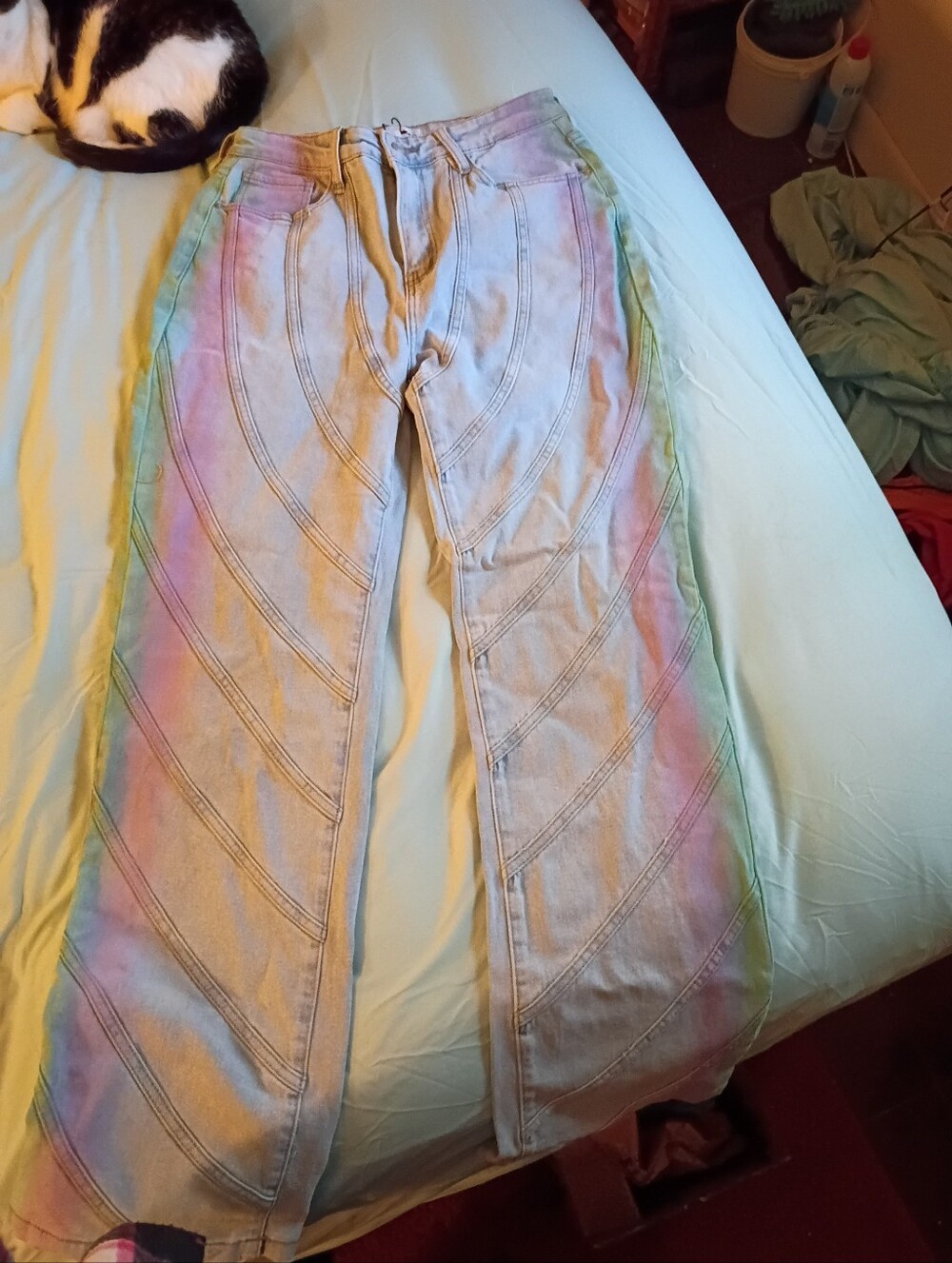 NWT Fashion Nova Rainbow Sided  Relaxed Jeans